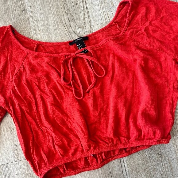 Womens Forever 21 Dark Orange Cropped Blouse - S - Picture 2 of 8